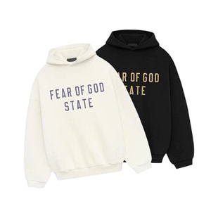 Fear Fall24曜石黑加绒套头卫衣帽衫 Essentials God 阿伦777
