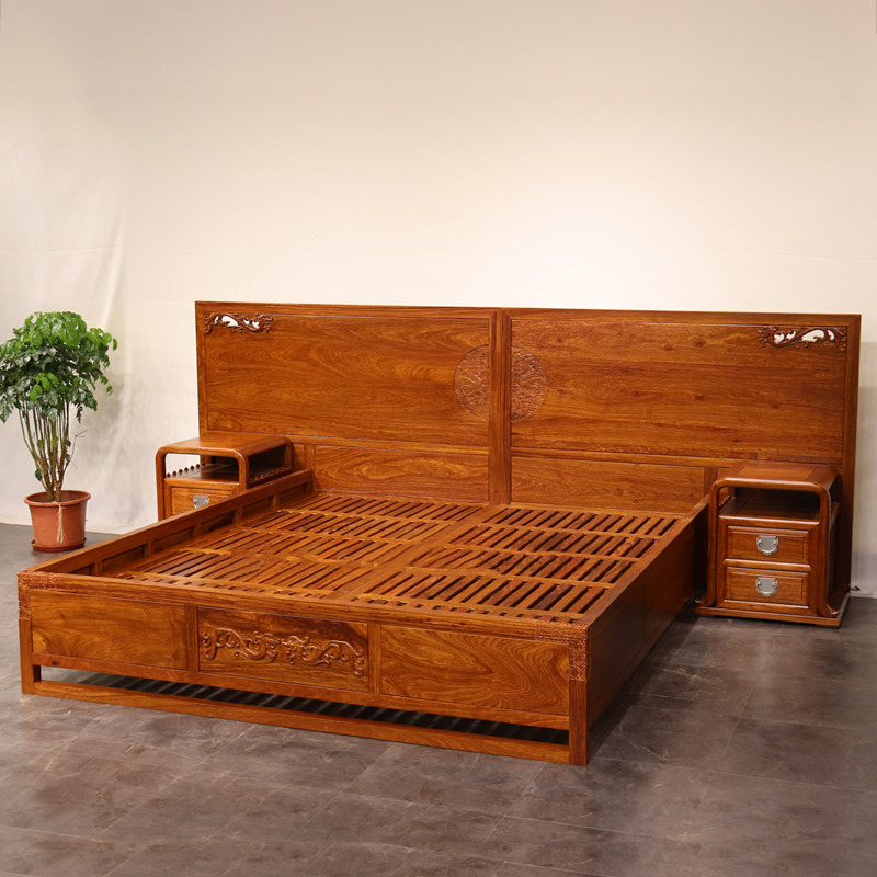 刺猬紫檀床头柜新中式