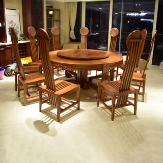 苏梨刺猬紫檀 餐桌椅实木家具新中式饭桌 花梨木圆桌红木餐台餐厅