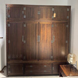 黑檀大衣柜卧室储物柜实木家具新中式壁柜收纳柜爱里古夷苏木衣橱