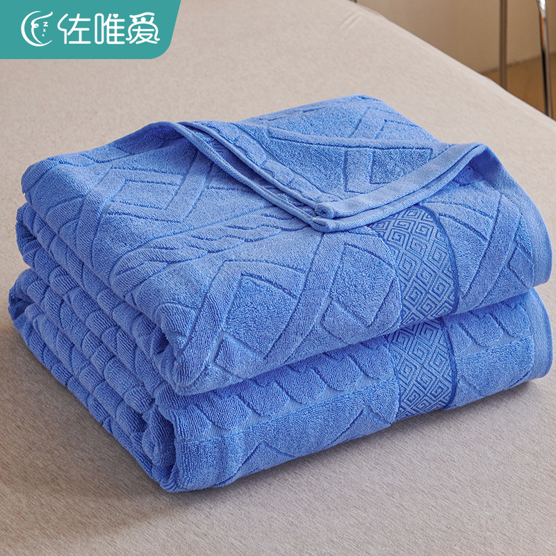 老式毛巾被纯棉成人夏季毛毯全棉薄款办公室午睡毯空调毯沙发盖毯-封面
