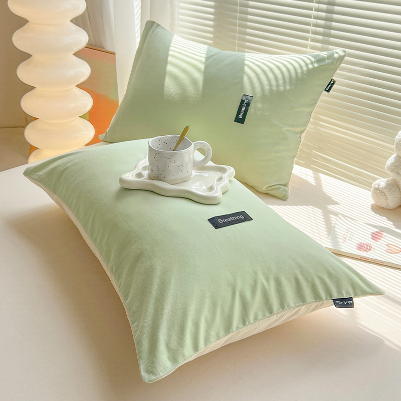 绿装色枕套单全棉洗棉头套一对家用纯水棉内整头纯色枕人枕芯胆套-封面