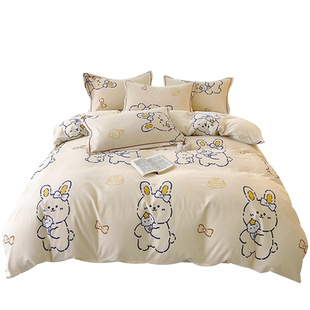 冬季加厚纯棉磨毛被套单件全棉床单被罩卡通儿童被单三件套褥子套