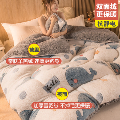 毛毯子被子加厚珊瑚羊羔法兰绒保暖冬季天单人宿舍学生加绒棉冬被