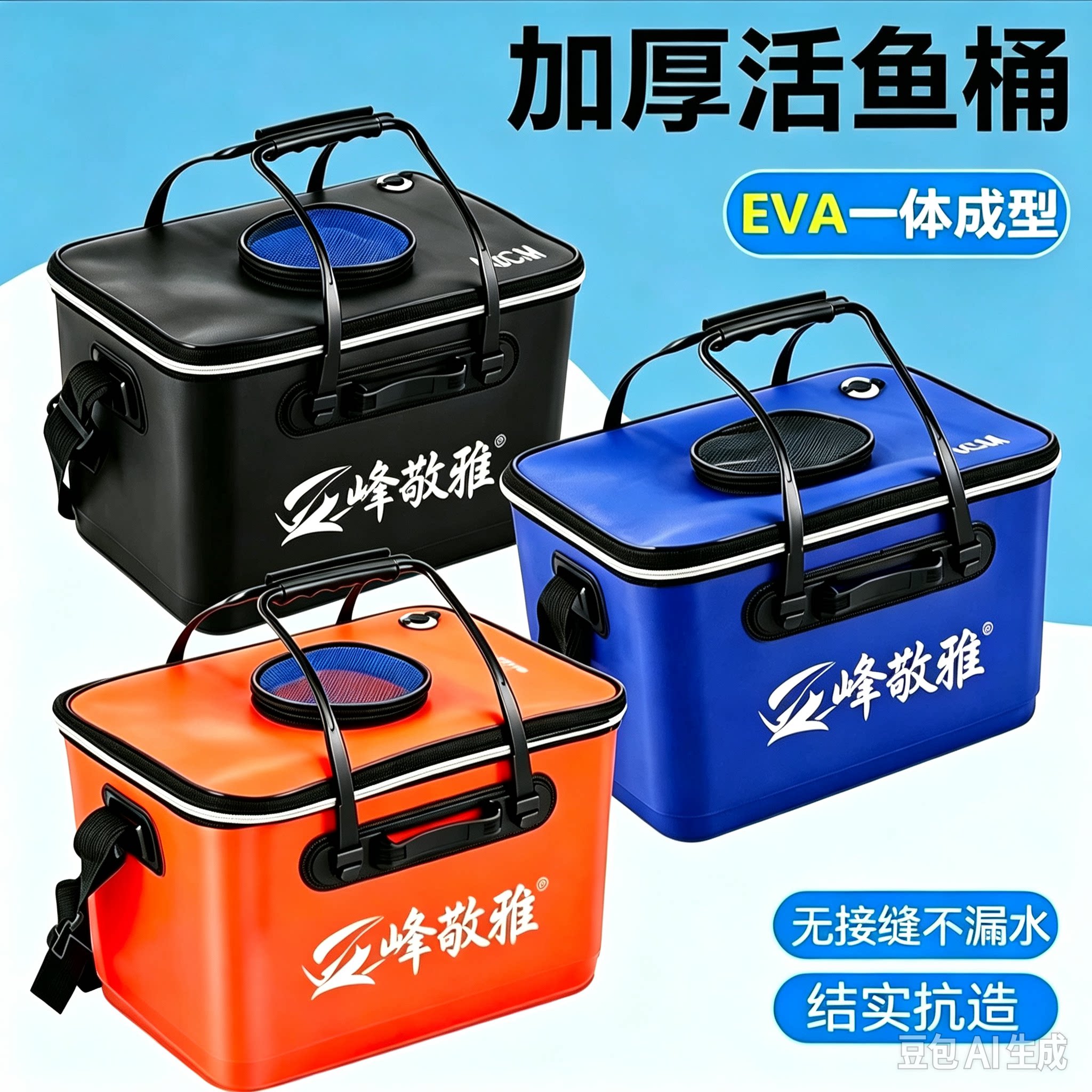 一体成型钓鱼桶厚度2.0鱼护桶不掉底不变形装鱼桶户外便捷活鱼桶