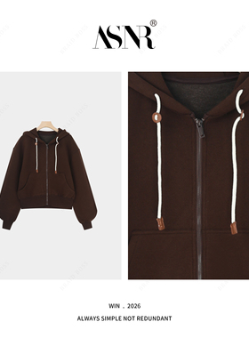 BRAID丨衣长59 秋冬款山羊绒慵懒简约风连帽卫衣外套5ST32