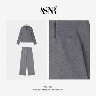 ；套装 BRAID 显瘦贴袋裤 ams半拉链小口袋连帽卫衣 4ST12 26SS