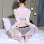 5D超薄连体衣丝袜女五指长袖 大码 五脚趾后脱式 性感舞蹈瑜伽衣内搭