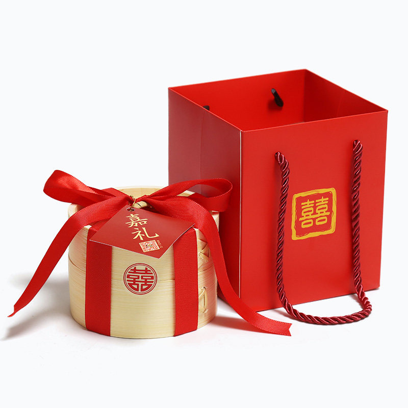 黄一府创意手工小蒸笼礼盒糖果盒乔迁礼物中式婚礼宾客回礼伴手礼