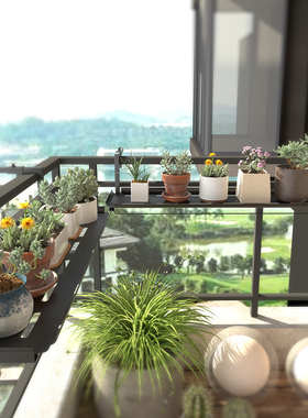 阳台悬挂花架栏杆置物架防锈挂花架窗台悬空花盆架玻璃挂架窗沿架