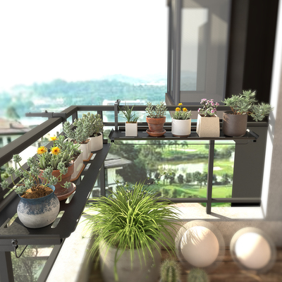 阳台悬挂花架栏杆置物架防锈挂花架窗台悬空花盆架玻璃挂架窗沿架