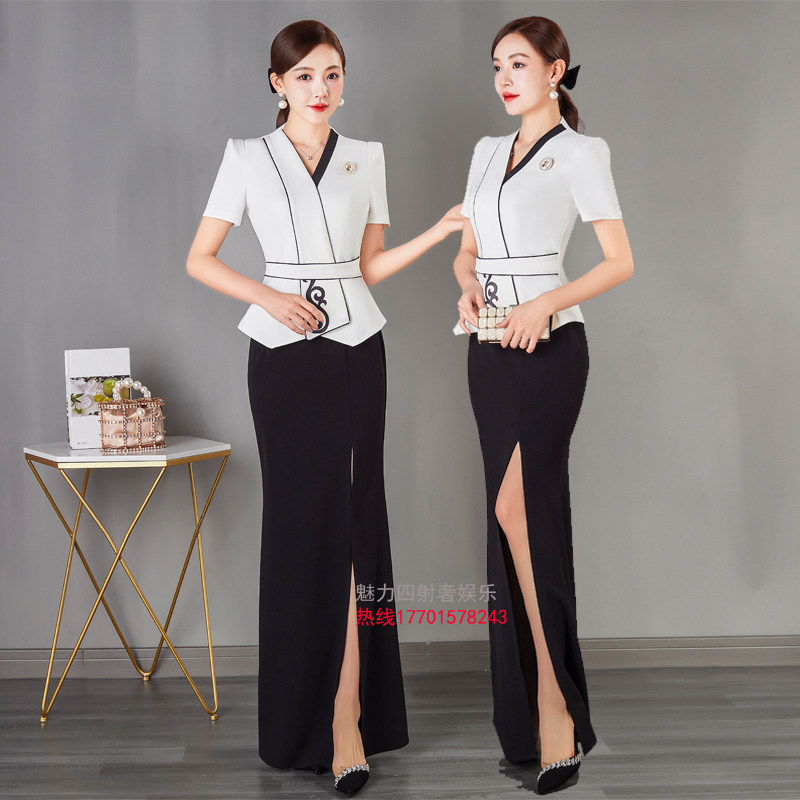 夜场dj公主制服夜总会ktv包房咨客女服务员工作服酒吧短袖套装夏图片