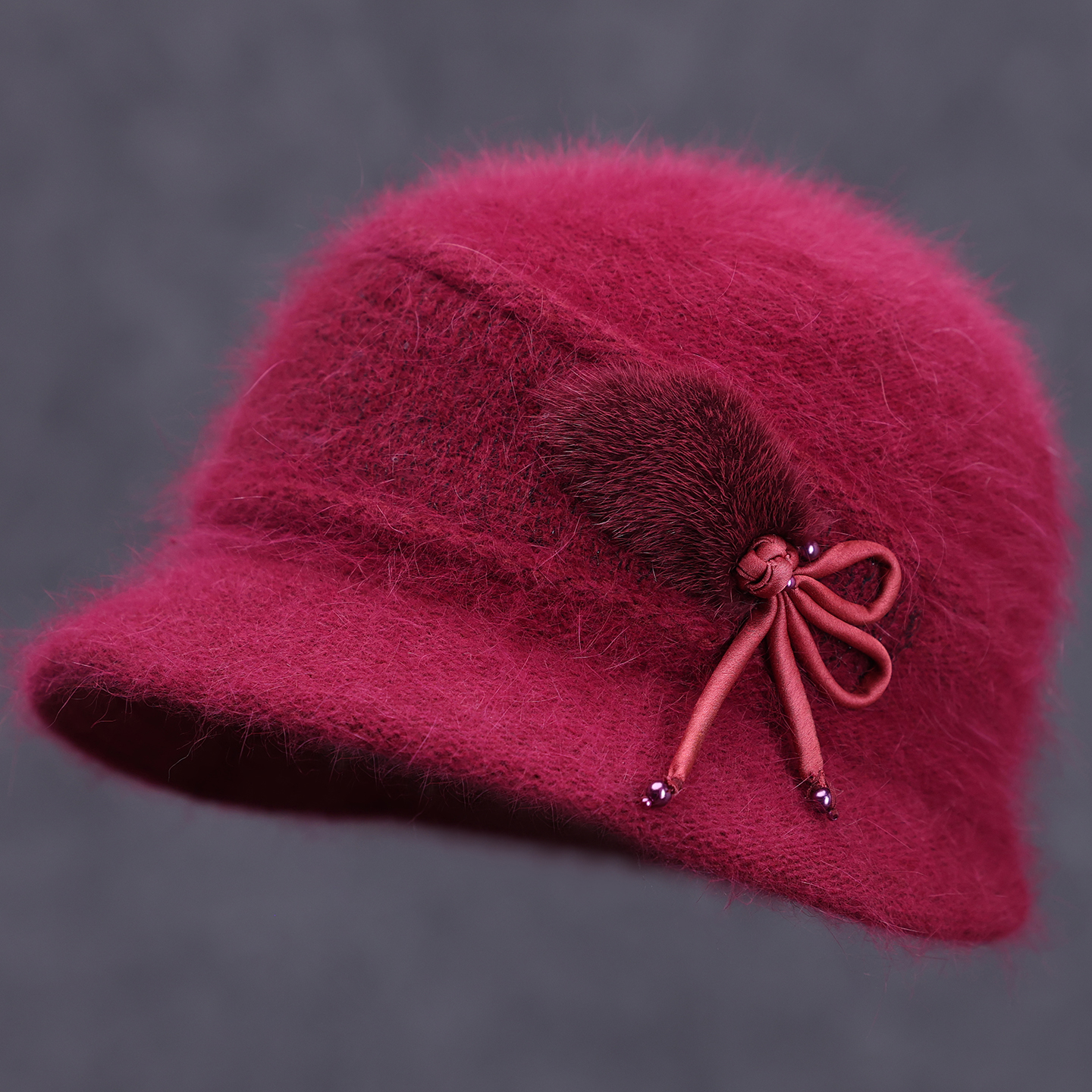 中年妈妈时尚加厚兔毛保暖毛线帽