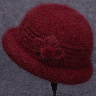 中老年人妈妈毛线保暖帽秋冬季奶奶帽子女冬婆婆老人棉帽冬天围巾