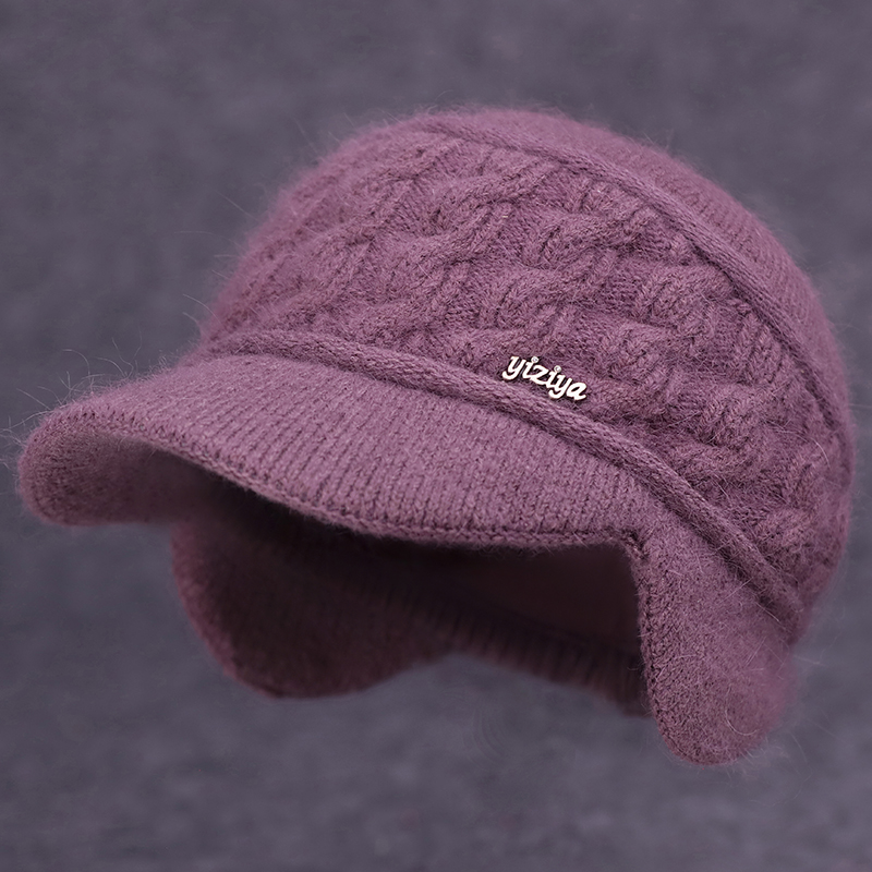中老年人冬季加绒保暖毛线帽