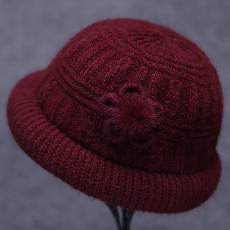 中老年人冬季加绒保暖针织毛线帽