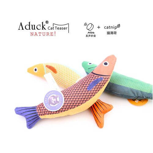 Aduck猫玩具猫咪逗猫玩具猫薄荷玩具毛绒印花玩具/大DAO鱼猫玩具