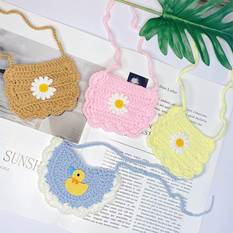 猫咪围兜狗狗手工毛线编织围嘴英短布偶花朵饰品围脖小猫可爱项圈