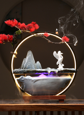 桌面创意陶瓷循环水招财流水摆件