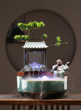 桌面装饰养鱼缸新中式小流水摆件