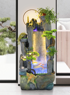 客厅高山流水装饰造景摆件假山