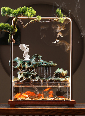 流水生财禅意风办公室桌面循环水