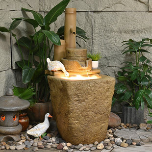 摆件流水鱼池加湿装饰庭院禅意田园马槽风落地阳台喷泉造景水景