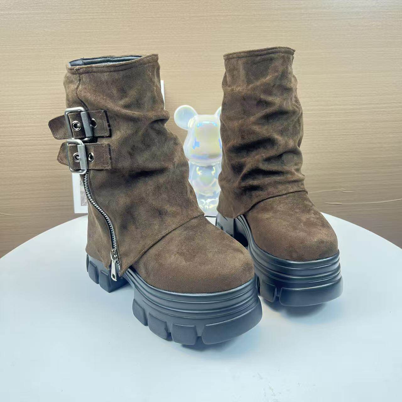 14-18CM隐形内增高裤管马丁靴女