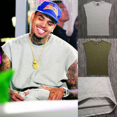 高街潮牌欧美T恤纯色无袖 chris tee shirt brown 比伯明星同款