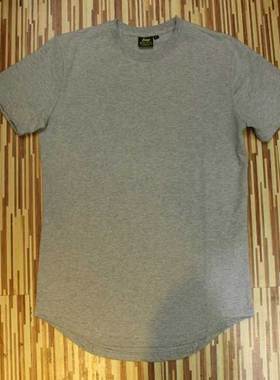 可定制  明星同款圆弧下摆纯棉打底男女短袖T恤 men swag tee