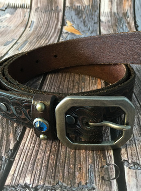 RRL新款皮带男潮真皮针扣 黑色复古简约 纯意大利牛皮 皮带宽33mm