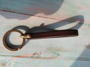 复古钥匙扣意大利进口牛皮纯铜马蹄扣和钥匙环手工制作复古风