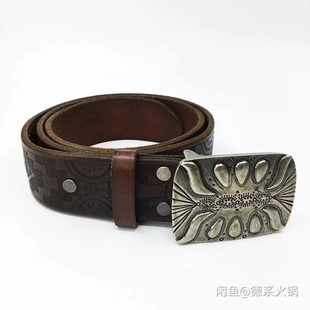 款 RRL美式 手工雕刻经典 皮带宽带36mm 复古风格 纯意大利牛皮