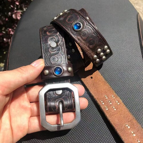 RRL新款皮带男潮真皮针扣 黑色复古简约 纯意大利牛皮 皮带宽33mm