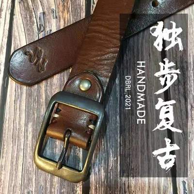 复古棕色意大利男士牛皮皮带