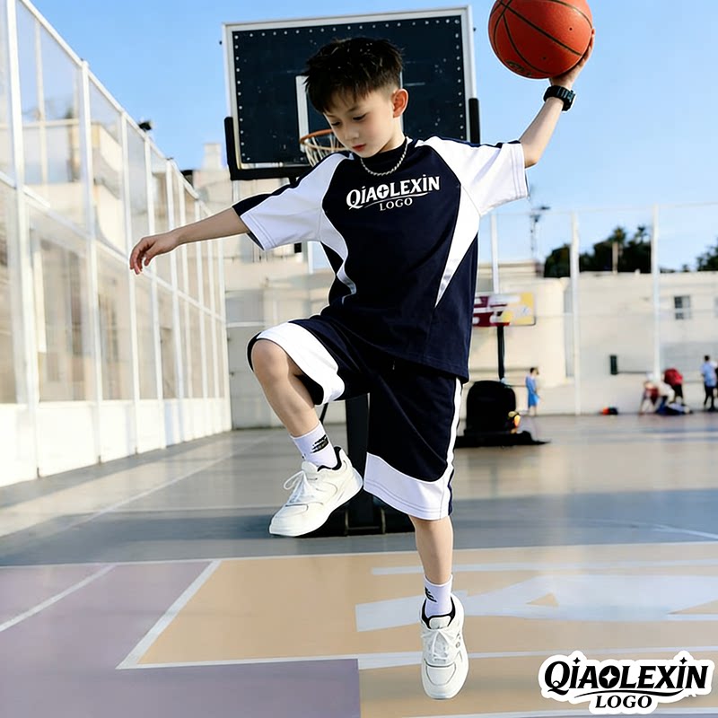 男童夏季冰丝速干篮球服两件套图片