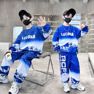 男童卫衣套装2025新款春秋季洋气炸街中大童男孩运动服潮酷帅时髦