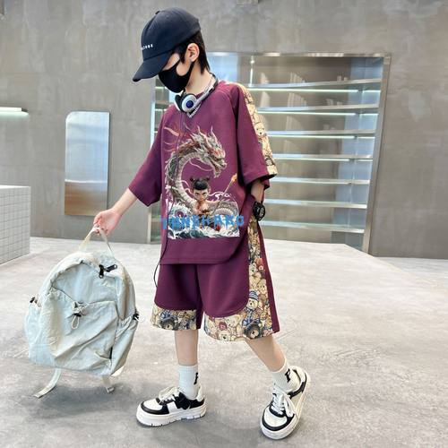 哪吒衣服男童夏装短袖套装新款