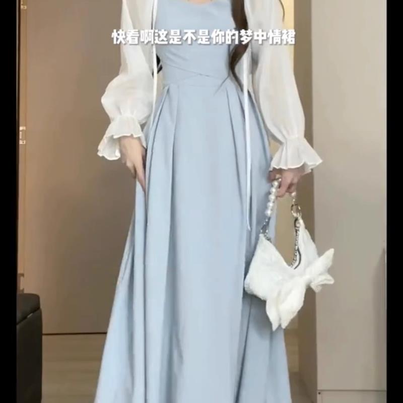 胖mm时尚显瘦两件套大码夏季新款防晒开衫绑带吊带连衣裙子套装女