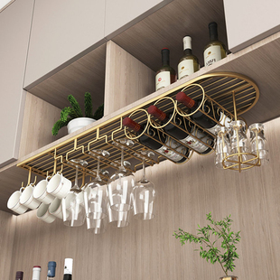 欧式红酒架倒挂家用酒杯架悬挂摆件现代简约多功能吧台红酒杯架子