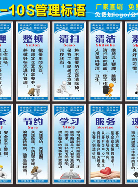 6S管理标语5S/7S/8S/10S企业文化宣传海报车间仓库展板挂图标识牌