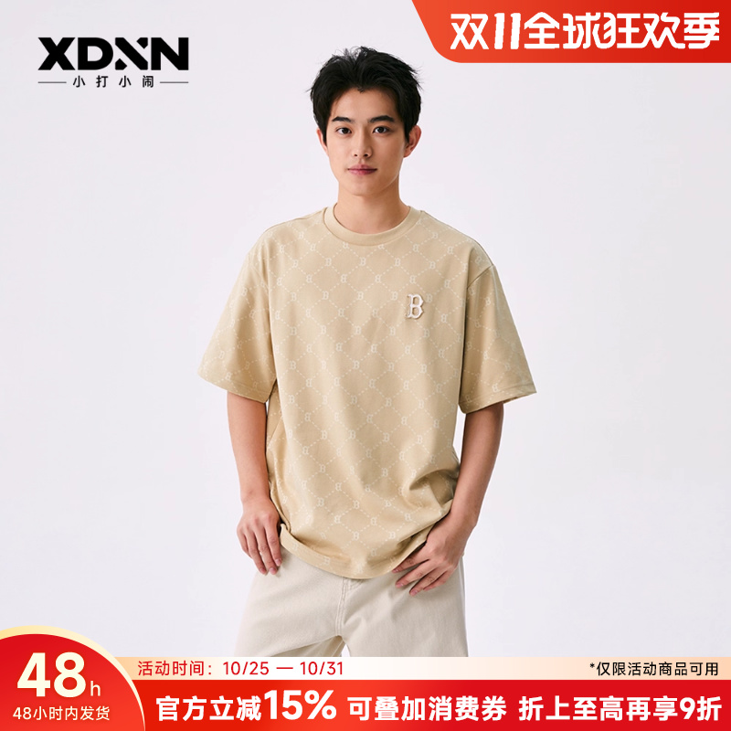 MLB 25秋季官方张凌赫同款短袖男钻石老花宽松半袖透气女T恤TSM01