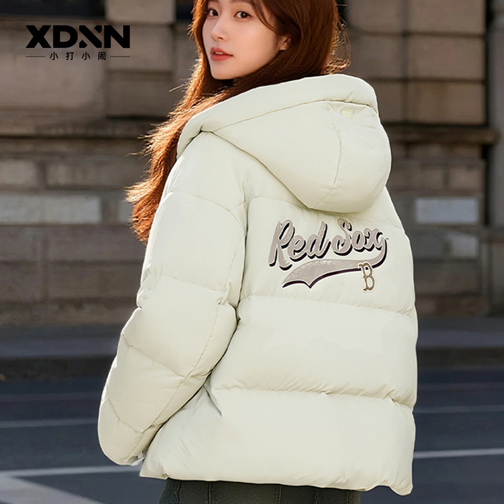 MLB官方保暖连帽学院风羽绒服