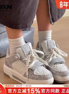 MLB秋冬官方正品运动鞋厚底增高男板鞋女休闲鞋老花学长鞋SXM07