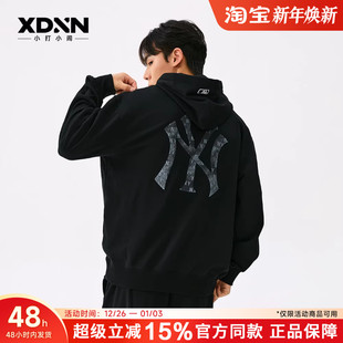 MLB25秋季 官方男女情侣复古老花背标大LOGO连帽套头卫衣HDM04 新款