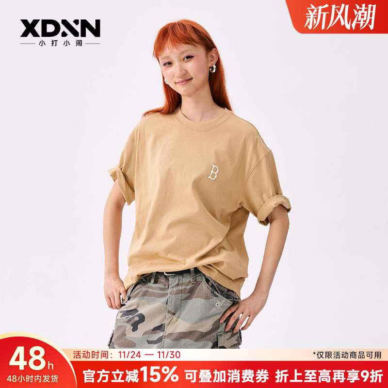 MLB简约纯色宽松男女短袖T恤