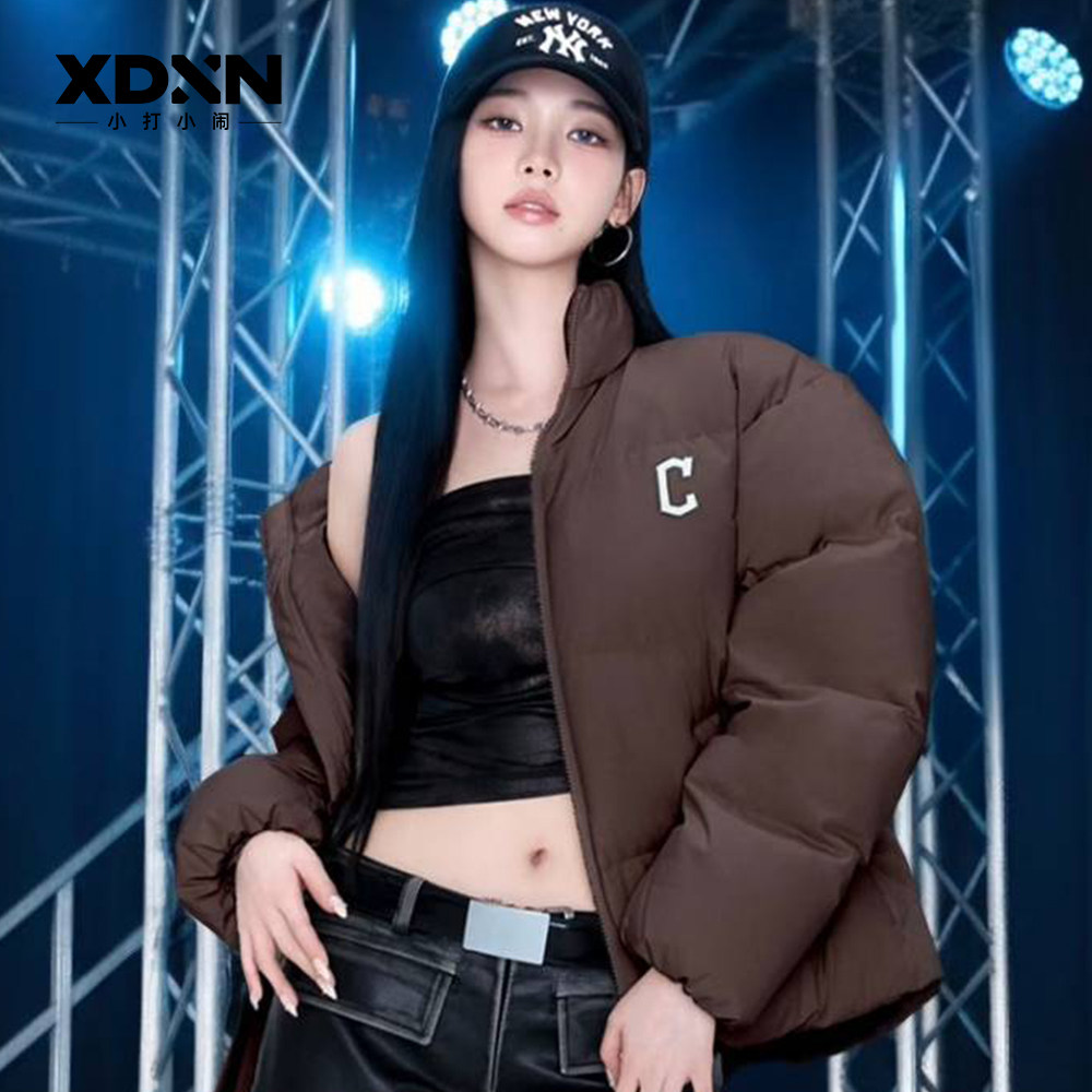 MLB羽绒服冬季女款KARINA同款防泼水运动短款棕色保暖外套DJB04,运动服/休闲服装,运动羽绒服,淘宝优惠券,粉丝福利购,淘宝优惠卷