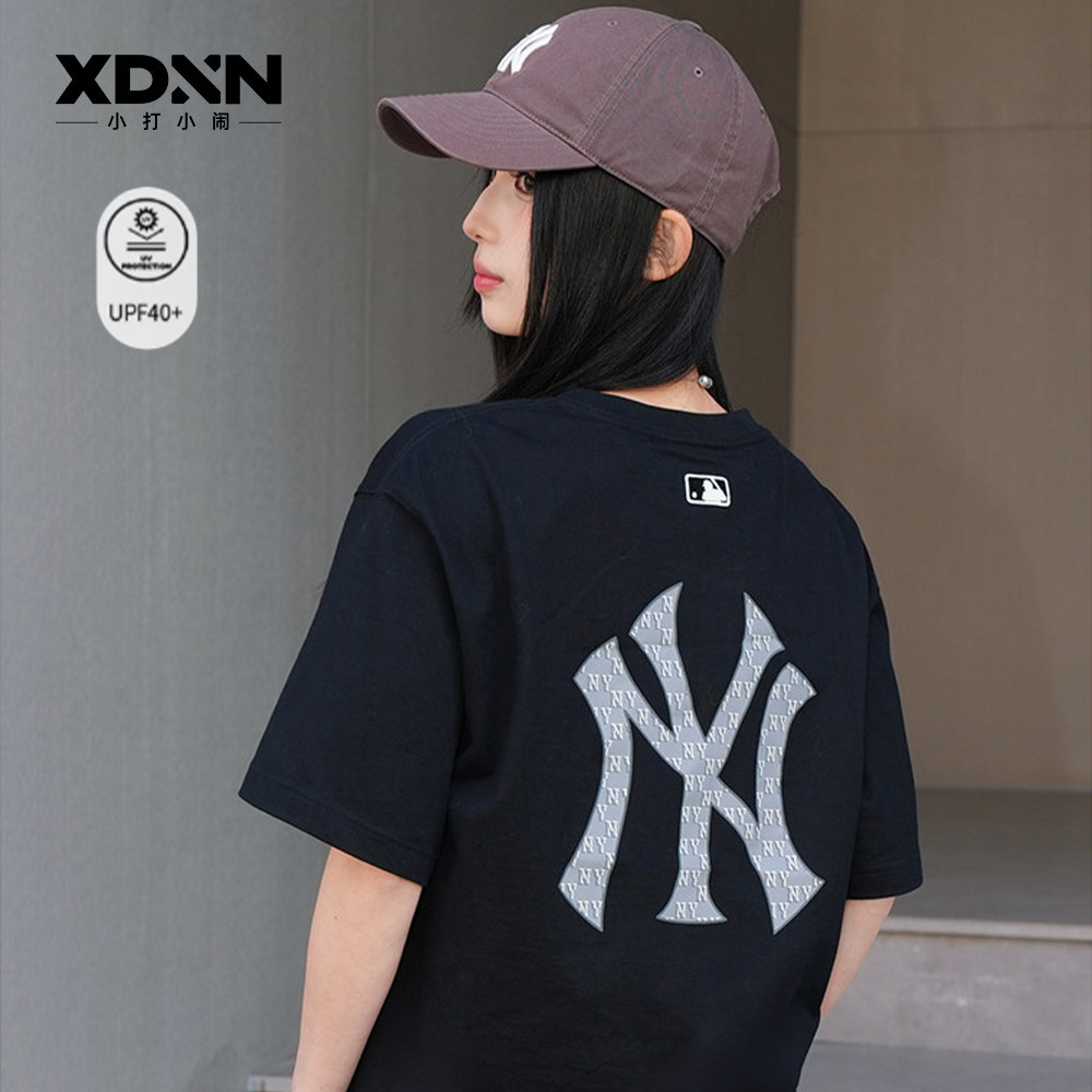 MLB简约纯色宽松男女短袖T恤图片
