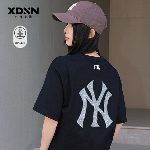 MLB简约纯色宽松男女短袖T恤