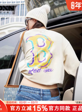 MLB 26春季NY涂鸦字母大标男女情侣运动圆领卫衣套头上衣MTB32